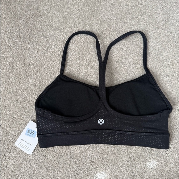 NWT Lululemon Flow Y Nulu Bra in black emboss sz 4 - Picture 2 of 3